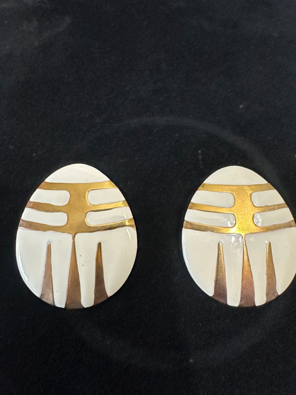 White and Gold Geometric Drop Earrings for Women